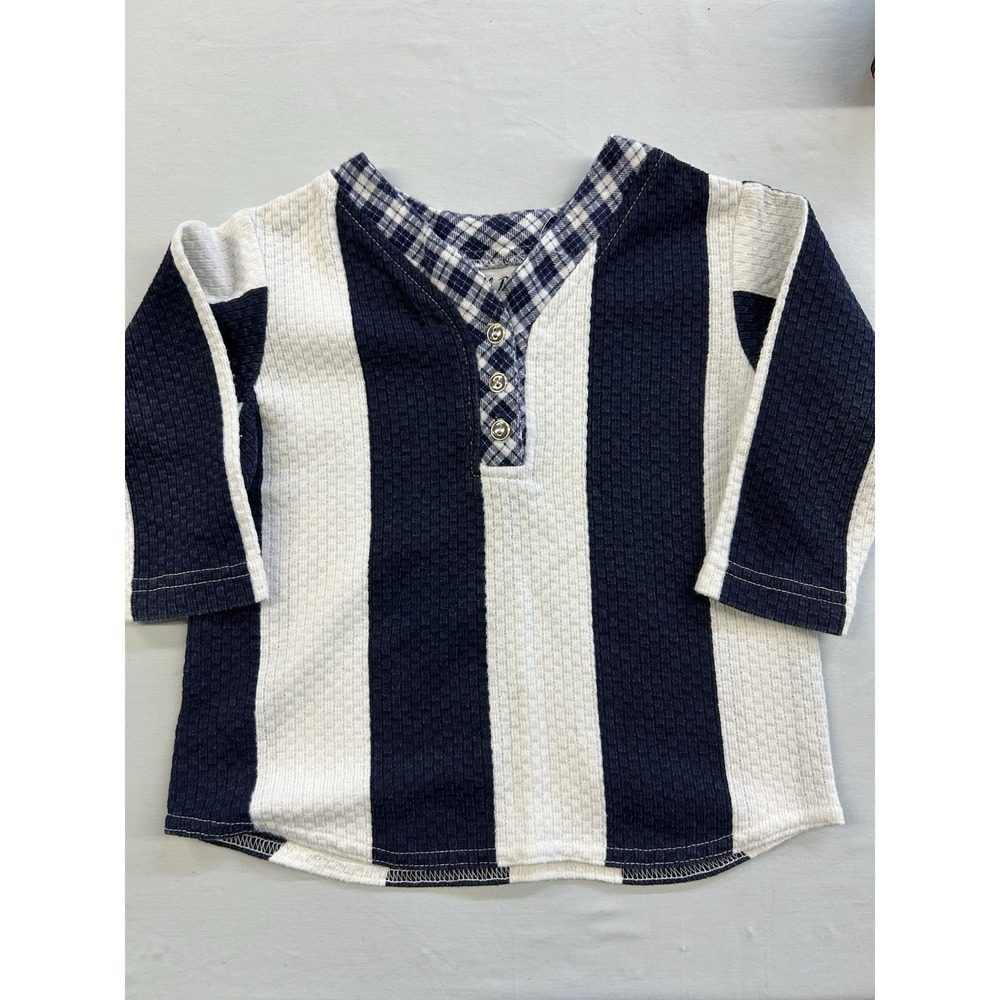 Vintage Lil Beer California 3T Henley Shirt Navy Stripe Made USA Toddler 90s